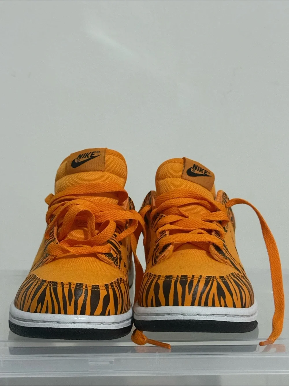 Nike Kids Orange and Black Tiger-Print Sneakers